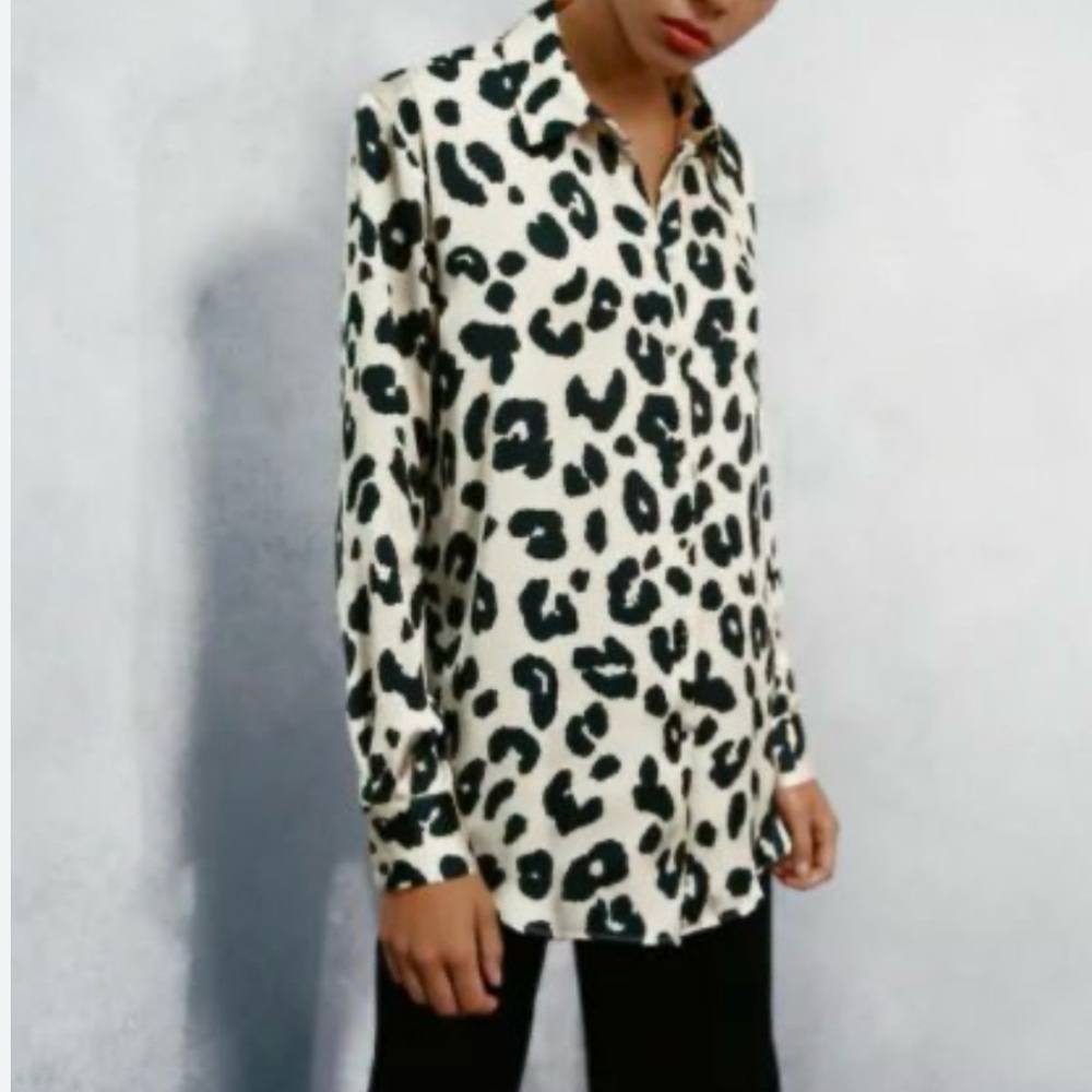 Zara Oversized Animal Print Blouse